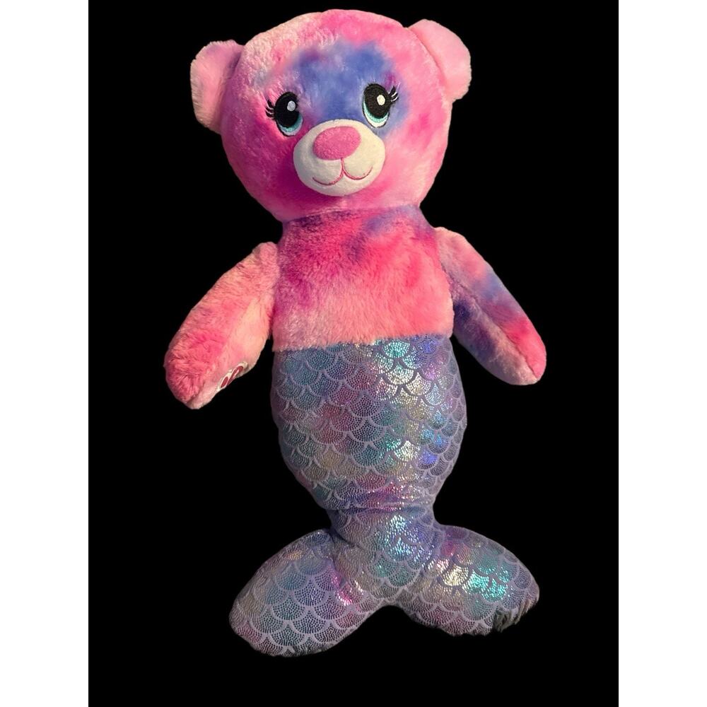 Build-A-Bearβ Mermaid Bear 16β Tie Dye Pink Blue Plush with Shimmer Tail 2020